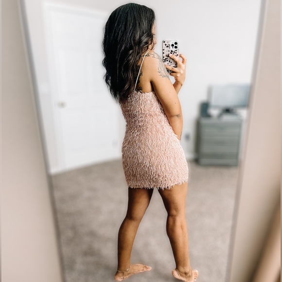 Dusty Pink Missguided fringe mine dress sz 8 - Picture 9 of 17